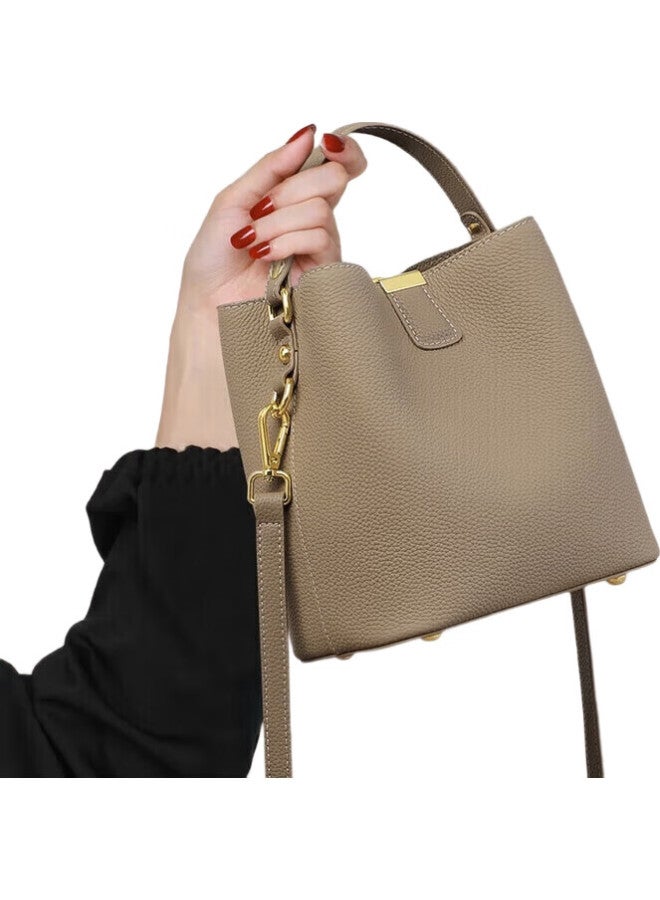 Viney Women'S Handbag, Cowhide Bucket Bag, Light Luxury Crossbody Shoulder Tote Bag, Birthday Mother'S Day Gift For Mom, Practical Present - Image 1