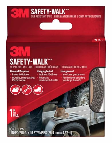 3M Safety-Walk Slip Resistant Tape, 1 in x 15 ft, Anti Slip Black Tape, Adhere Without Wrinkling, Curling, Tearing or Lifting, Self-Adhesive Backing, Quick & Easy Application, 1 Roll (610B-R1X180) - Image 1