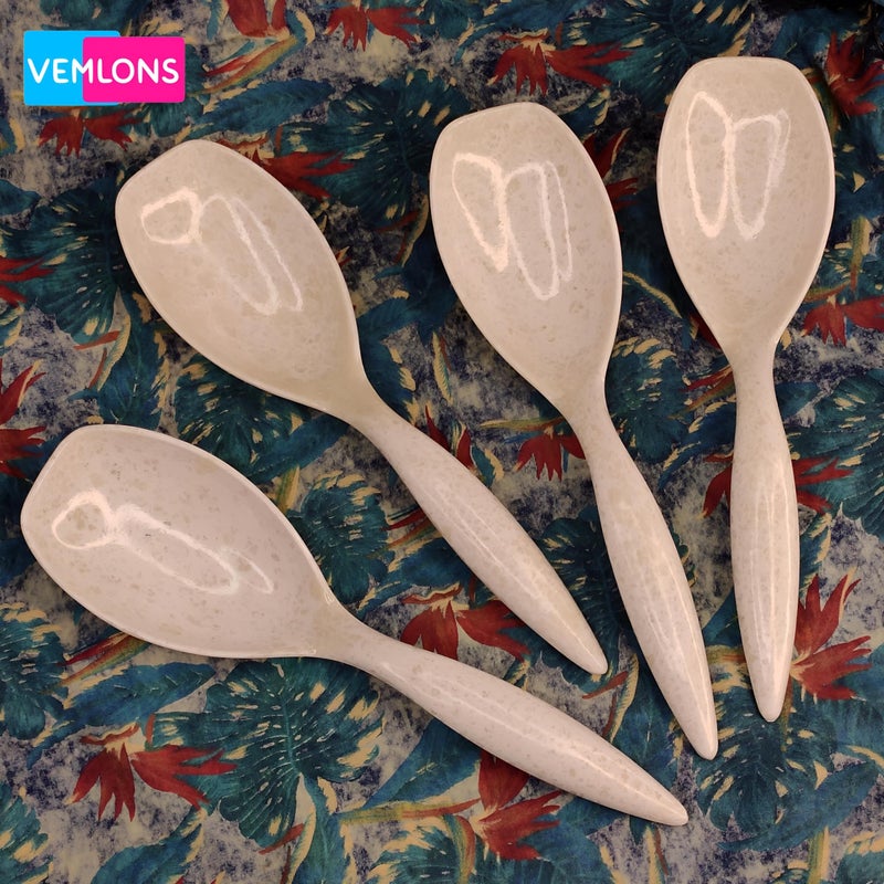 Vemlons Serving Spoon Long Handled Serving Spoon, Melamine Tableware (Set of 4 Piece)(Marble Print) - Image 5