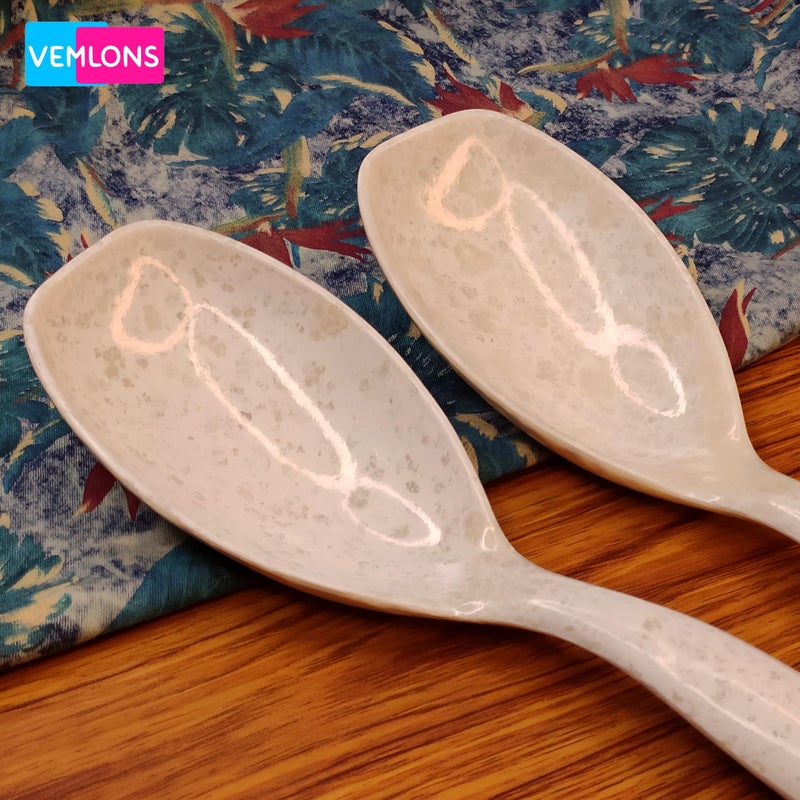 Vemlons Serving Spoon Long Handled Serving Spoon, Melamine Tableware (Set of 4 Piece)(Marble Print) - Image 3