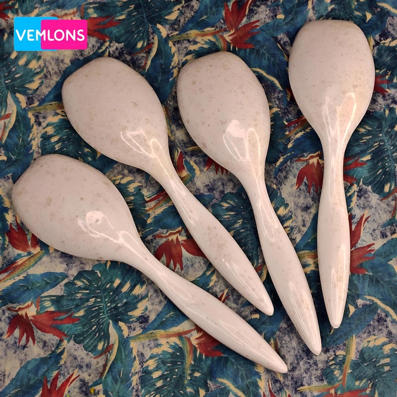 Vemlons Serving Spoon Long Handled Serving Spoon, Melamine Tableware (Set of 4 Piece)(Marble Print) - Image 2