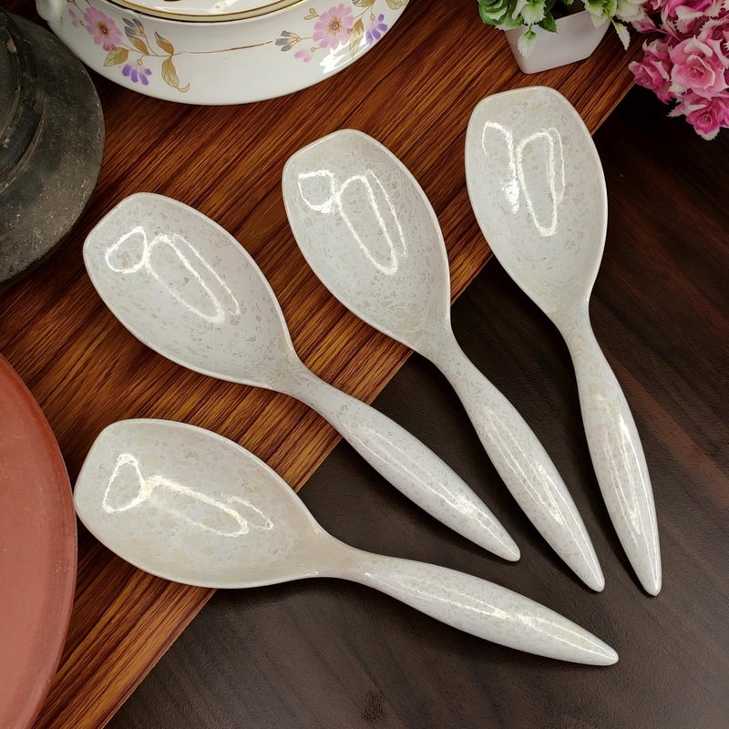 Vemlons Serving Spoon Long Handled Serving Spoon, Melamine Tableware (Set of 4 Piece)(Marble Print) - Image 1