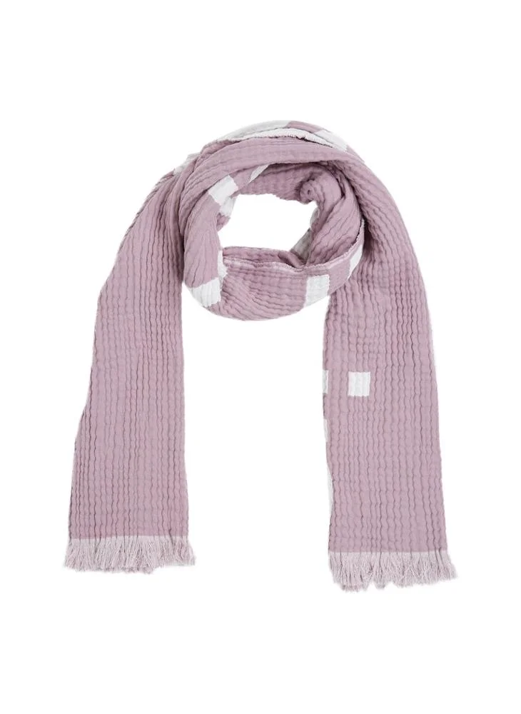 CALVIN KLEIN Logo 2-Tones Cotton Gauge Scarf