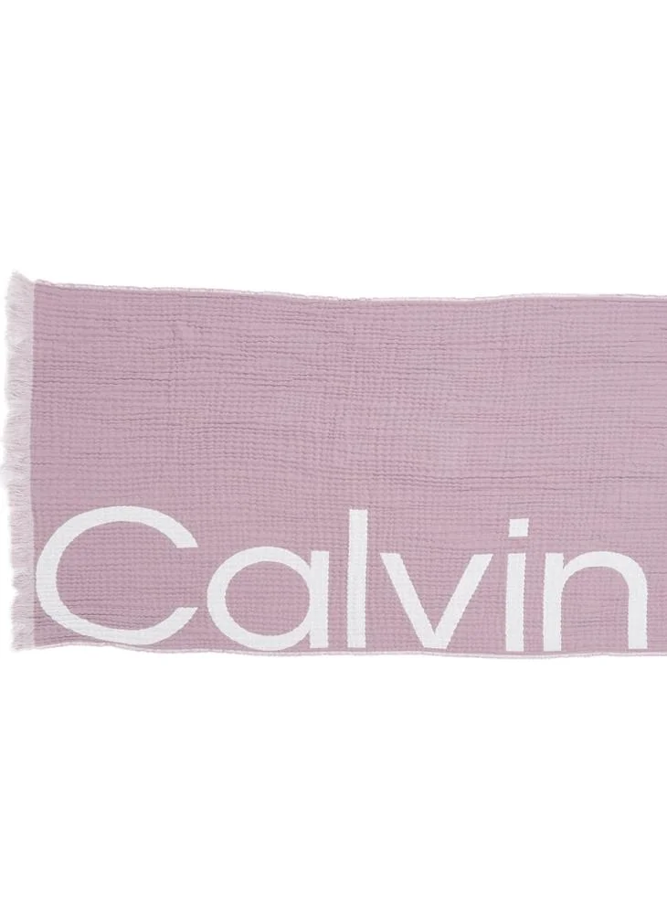 CALVIN KLEIN Logo 2-Tones Cotton Gauge Scarf