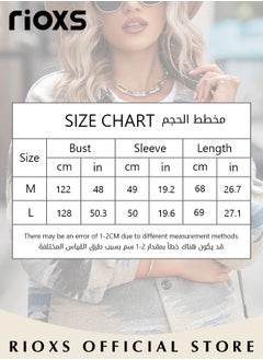 RIOXS Women's Vintage Geometric Print Pattern Jacket, Loose Button Down Long Sleeve Tweed Plaid Shirt Coat with Flap Pockets, Comfortable to Wear, Suitable for Daily Wear  - Image 4