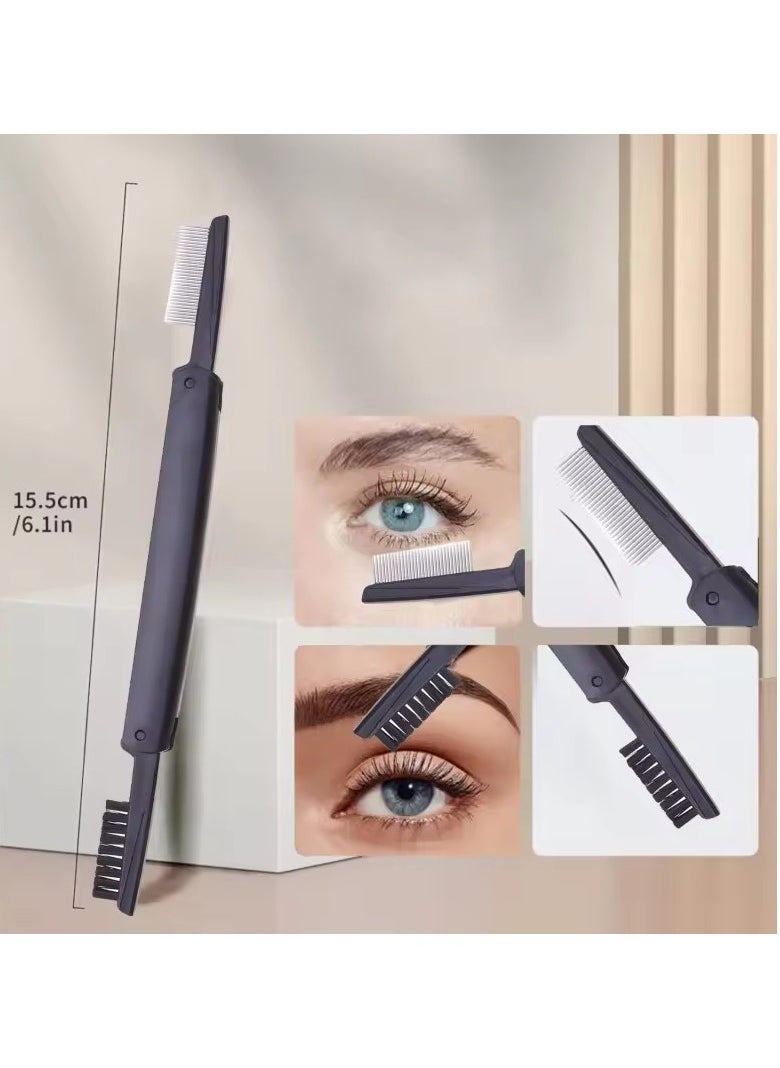 Goolsky - Black Stainless Steel Eyebrow Brush Eyelash Comb Beauty Tools Eyelash Extensions Supplies - Image 1
