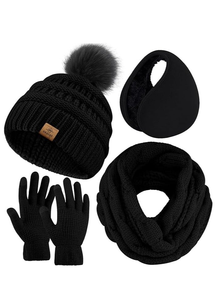 Generic Winter Warm Gloves Sets  Scarf Hat and Gloves Set Touch Screen Gloves Winter Ear Warmer Set - Image 1