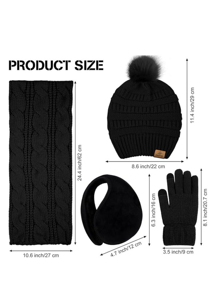 Generic Winter Warm Gloves Sets  Scarf Hat and Gloves Set Touch Screen Gloves Winter Ear Warmer Set - Image 2