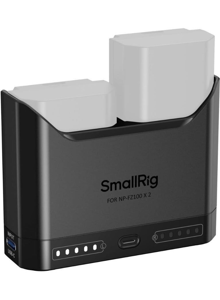 SMALLRIG NP-FZ100 Battery Charger for Sony, 2h Dual Slot Camera Charger with 22.5W USB-C Fast-charging Port,Full Compatible with Sony Alpha A7V A7III A7IV A6700 FX3 FX30 A9 A7CII A7RIII ZV-E1 ZV-E10II - Image 1