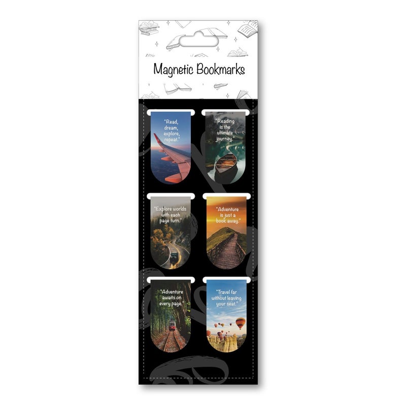 Papboo Pack of 6 Travel Bookmarks,Matte Finished Gifts for Book Readers Writers,Aesthetic Bookmarks - Travel - Image 2