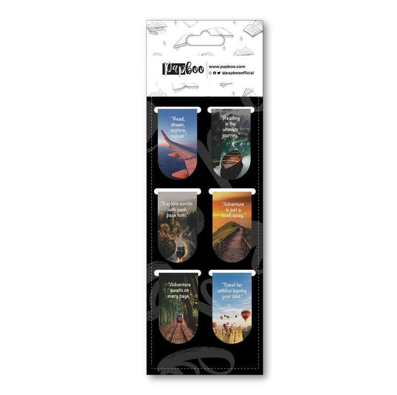 Papboo Pack of 6 Travel Bookmarks,Matte Finished Gifts for Book Readers Writers,Aesthetic Bookmarks - Travel - Image 1
