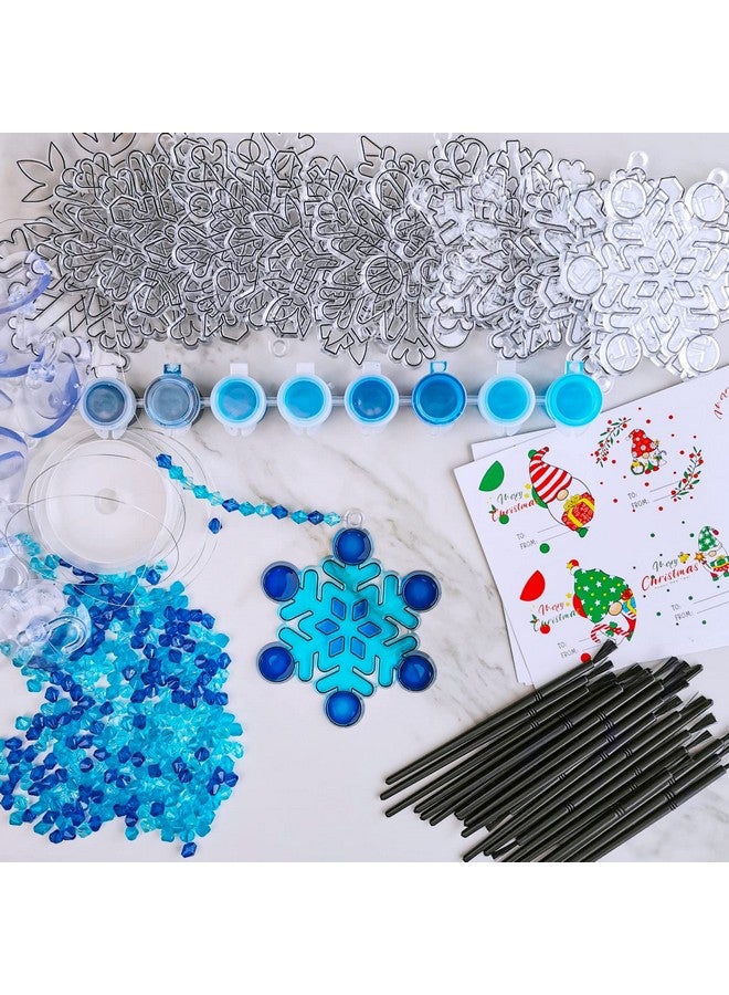 وينلين 24 مجموعة من زينة مصائد الشمس على شكل رقاقات الثلج لتزيين النوافذ بنفسك، أدوات حرفية لتزيين الكريسماس، مصائد الشمس المعلقة على شكل رقاقات الثلج للأطفال، أنشطة حفلات الكريسماس والشتاء في المنزل - Image 4