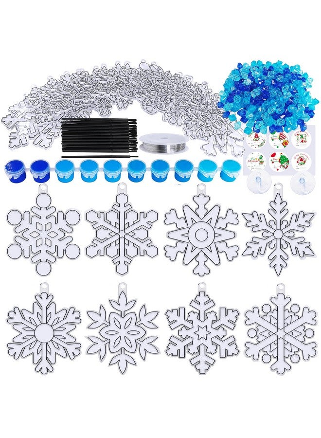 وينلين 24 مجموعة من زينة مصائد الشمس على شكل رقاقات الثلج لتزيين النوافذ بنفسك، أدوات حرفية لتزيين الكريسماس، مصائد الشمس المعلقة على شكل رقاقات الثلج للأطفال، أنشطة حفلات الكريسماس والشتاء في المنزل - Image 2