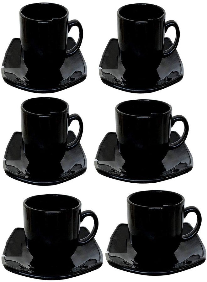 E - Ezra E-Ezra Black Gold Premium Fine Tableware Bone China Tea Cups Saucer Set of 6 for Home/Office/Gifts, (Pack of 6 Mug) - Image 2