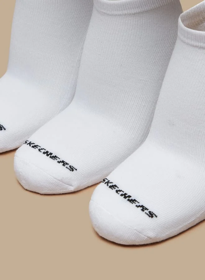 سكيتشرز جوارب رياضية بطول الكاحل بطبعة شعار للرجال - عبوة من  قطع