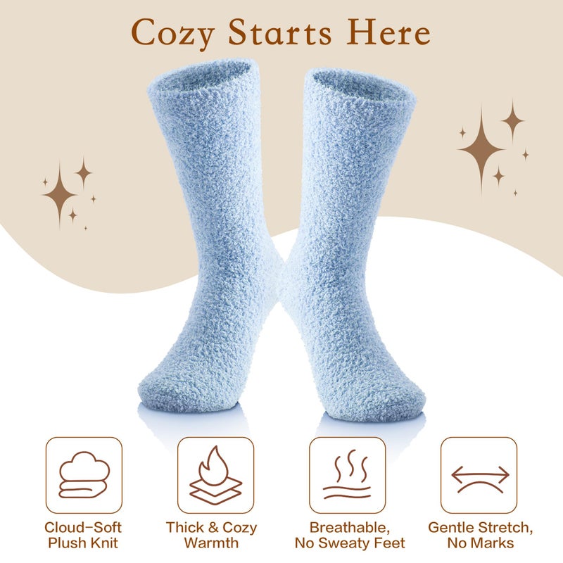 Inerney Blue Fuzzy Socks for Women Men Gifts, Warm Cozy Fluffy Cloud Slipper Style, Comfy Winter Sleep Sock, Christmas Stocking Stuffer Gift - Image 5