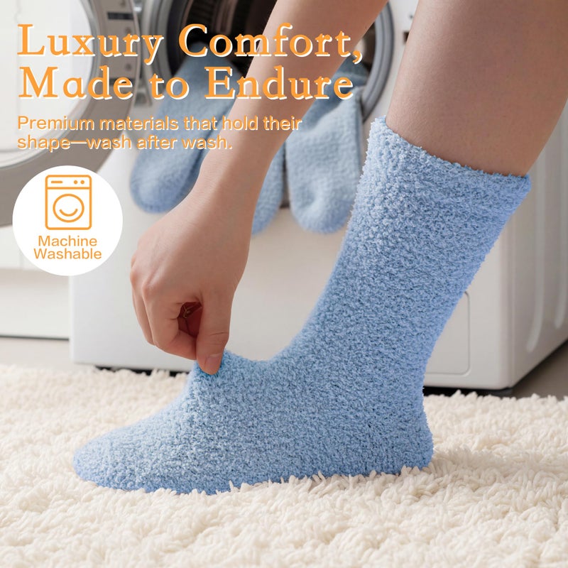 Inerney Blue Fuzzy Socks for Women Men Gifts, Warm Cozy Fluffy Cloud Slipper Style, Comfy Winter Sleep Sock, Christmas Stocking Stuffer Gift - Image 4