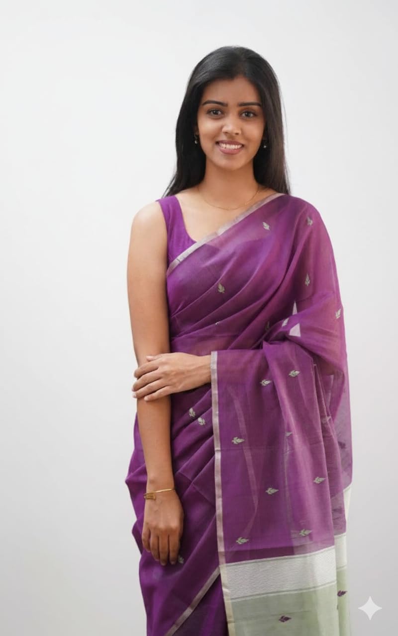 Vivatra Women Banarasi Soft Silk Saree | Jacquard Weaving with Rich Pallu & Border | Includ Matching Utitched Blouse Piece (VT-KP-6050-Wine) - Image 3