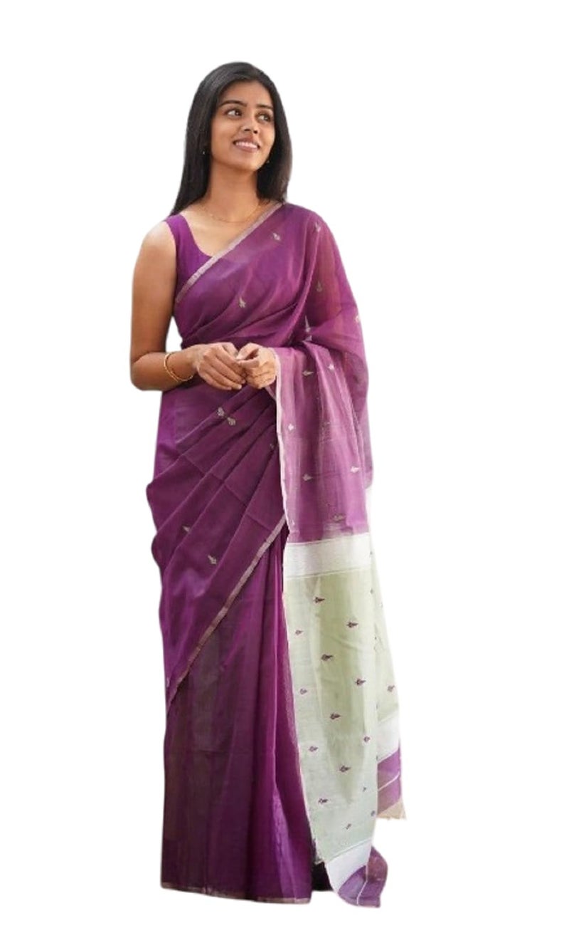 Vivatra Women Banarasi Soft Silk Saree | Jacquard Weaving with Rich Pallu & Border | Includ Matching Utitched Blouse Piece (VT-KP-6050-Wine) - Image 1