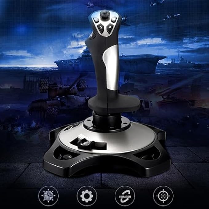 rayihni FLIGHT SIMULATOR CONTROLLER, JOYSTICK PC GAME STICK X Y R Z AXIS, 12 REPROGRAMMABLE BUTTONS, VIBRATION, INTEGRATED THROTTLE, ROTATING HANDHELD PC JOYSTICK FOR COMPUTER FOR 7 8 10 11 - Image 2