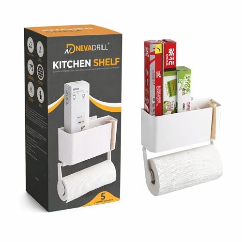 Nyarra Self Adhesive Magic Sticker Kitchen Paper Towel Holder, Kitchen Tissue Roll Holder, Kitchen Tissue Paper Dispenser with Storage Shelf for Wall Mounting in Kitchen [Model - 1329B] - Image 1