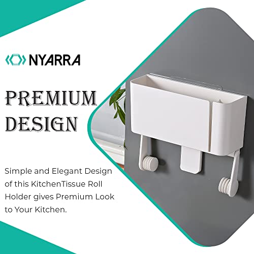 Nyarra Self Adhesive Magic Sticker Kitchen Paper Towel Holder, Kitchen Tissue Roll Holder, Kitchen Tissue Paper Dispenser with Storage Shelf for Wall Mounting in Kitchen [Model - 1329B] - Image 4