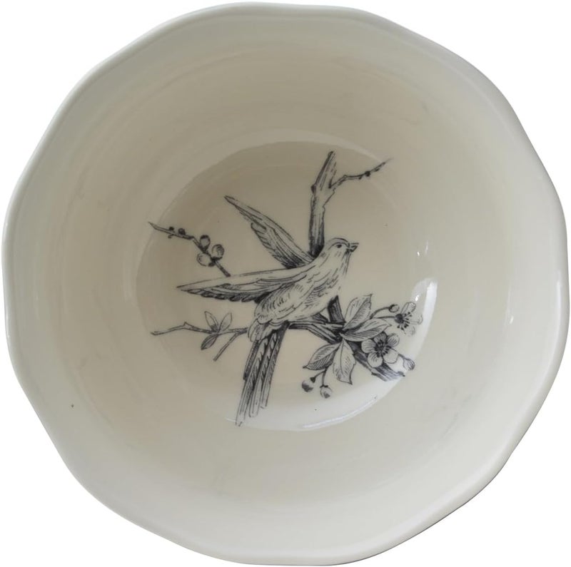 222 Fifth مجموعة أدوات المائدة من 222 فيفث أديلايد 16 قطعة باللون الأزرق الداكن لخدمة 4 أشخاص - أطباق، سلطانيات، أكواب بتصميم طيور وزهور للاستخدام اليومي والترفيه، آمنة للاستخدام في الميكروويف وغسالة الصحون - Image 3