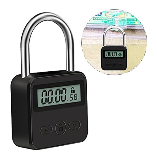 Tookie Metal Timer Lock, 99 Hours Max Timing Lock, USB Rechargeable Timer Padlock with LCD Display, Multi-Function Micro Electronic Timer Lock, Heavy Duty Metal Time Out Padlock(Black) - Image 4