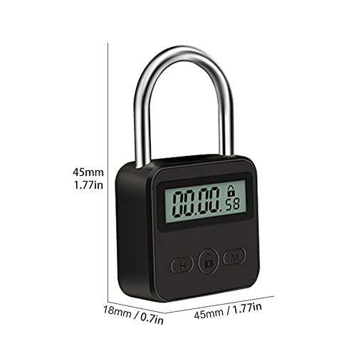 Tookie Metal Timer Lock, 99 Hours Max Timing Lock, USB Rechargeable Timer Padlock with LCD Display, Multi-Function Micro Electronic Timer Lock, Heavy Duty Metal Time Out Padlock(Black) - Image 5