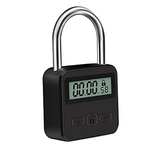 Tookie Metal Timer Lock, 99 Hours Max Timing Lock, USB Rechargeable Timer Padlock with LCD Display, Multi-Function Micro Electronic Timer Lock, Heavy Duty Metal Time Out Padlock(Black) - Image 1