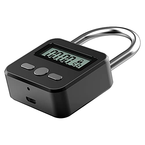 Tookie Metal Timer Lock, 99 Hours Max Timing Lock, USB Rechargeable Timer Padlock with LCD Display, Multi-Function Micro Electronic Timer Lock, Heavy Duty Metal Time Out Padlock(Black) - Image 3