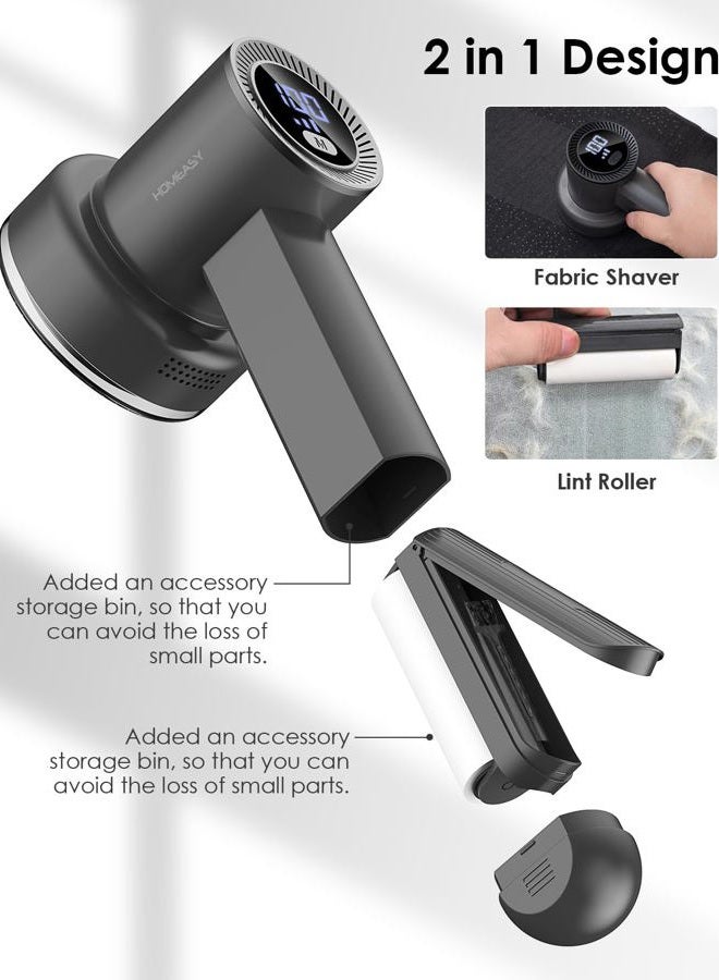 HOMEASY Fabric Shaver Fuzz Remover Rechargeable, Electric Lint Remover Shaver with 3 Blades & LED Digital Display, Sweater Couch Fabric Pill Shaver for Sweater, Couch, Furniture (Dark Gray) - Image 5