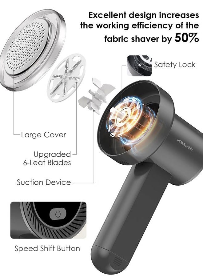 HOMEASY Fabric Shaver Fuzz Remover Rechargeable, Electric Lint Remover Shaver with 3 Blades & LED Digital Display, Sweater Couch Fabric Pill Shaver for Sweater, Couch, Furniture (Dark Gray) - Image 3