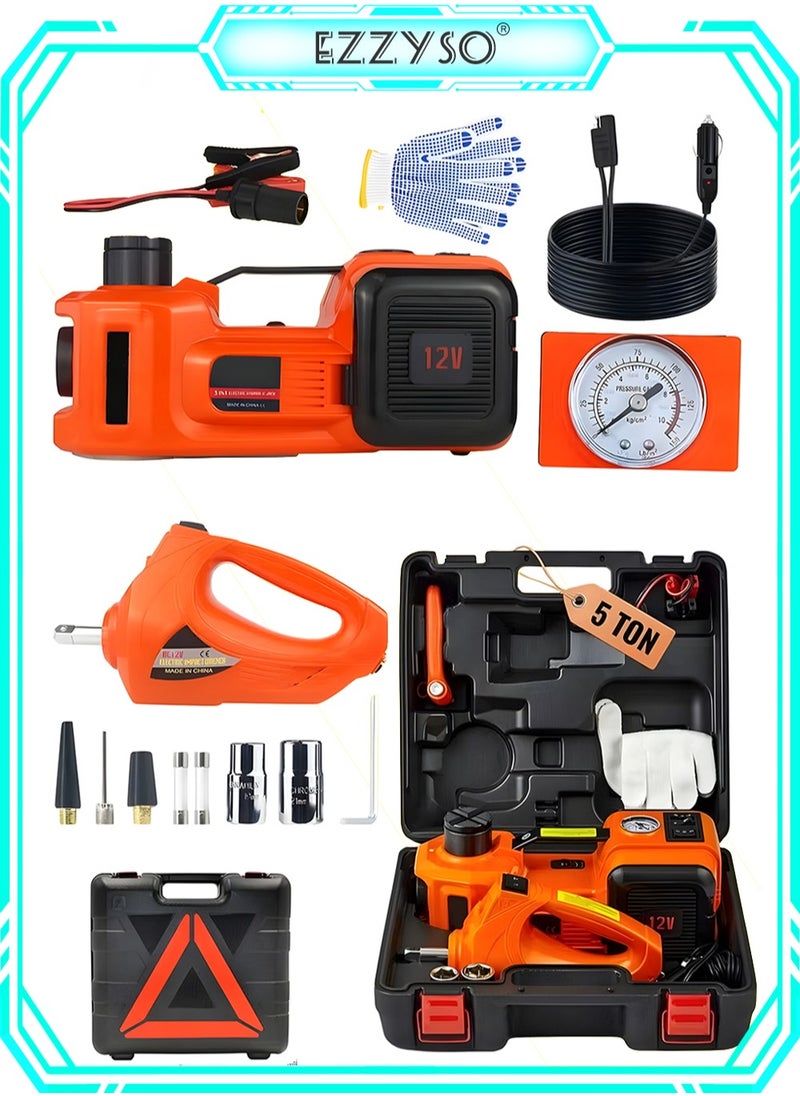 EzzySo 12V 5 ton car electro-hydraulic jack set with air pump multi-function 4 in 1 suitable for all car models  - Image 1