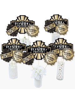 Big Dot of Happiness Roaring 20 1920S Art Deco Jazz Party Centerpiece Sticks Table Toppers Set Of 15  - Image 2