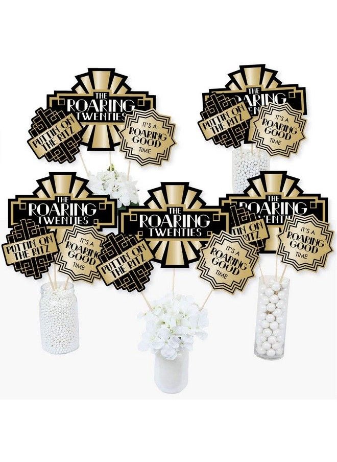 Big Dot of Happiness Roaring 20 1920S Art Deco Jazz Party Centerpiece Sticks Table Toppers Set Of 15  - Image 2
