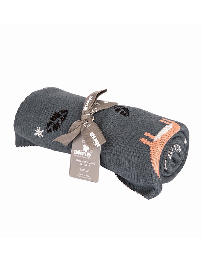 Alina Blanket 100% Cotton Knitted (Fox Multi ) - Image 1