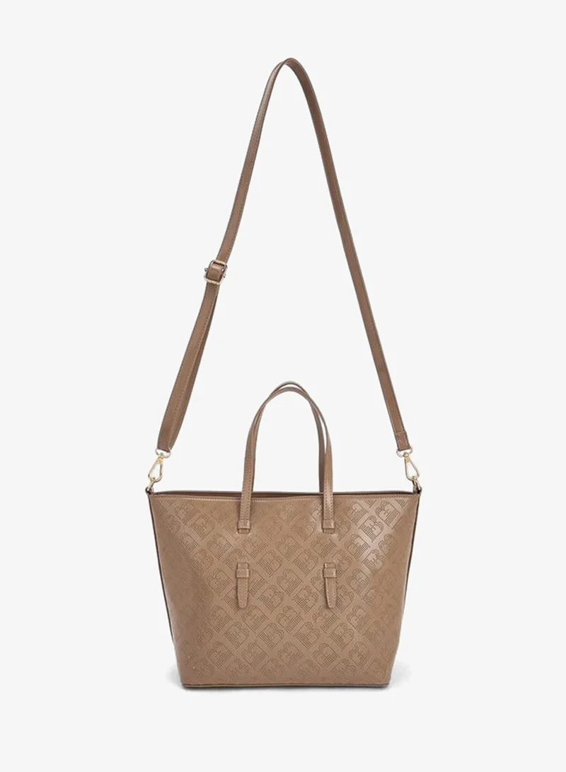 Flora Bella By Shoexpress BROWN Flora Bella Laser Cut Tote Bag with Detachable Shoulder Strap for Women | Best Price UAE