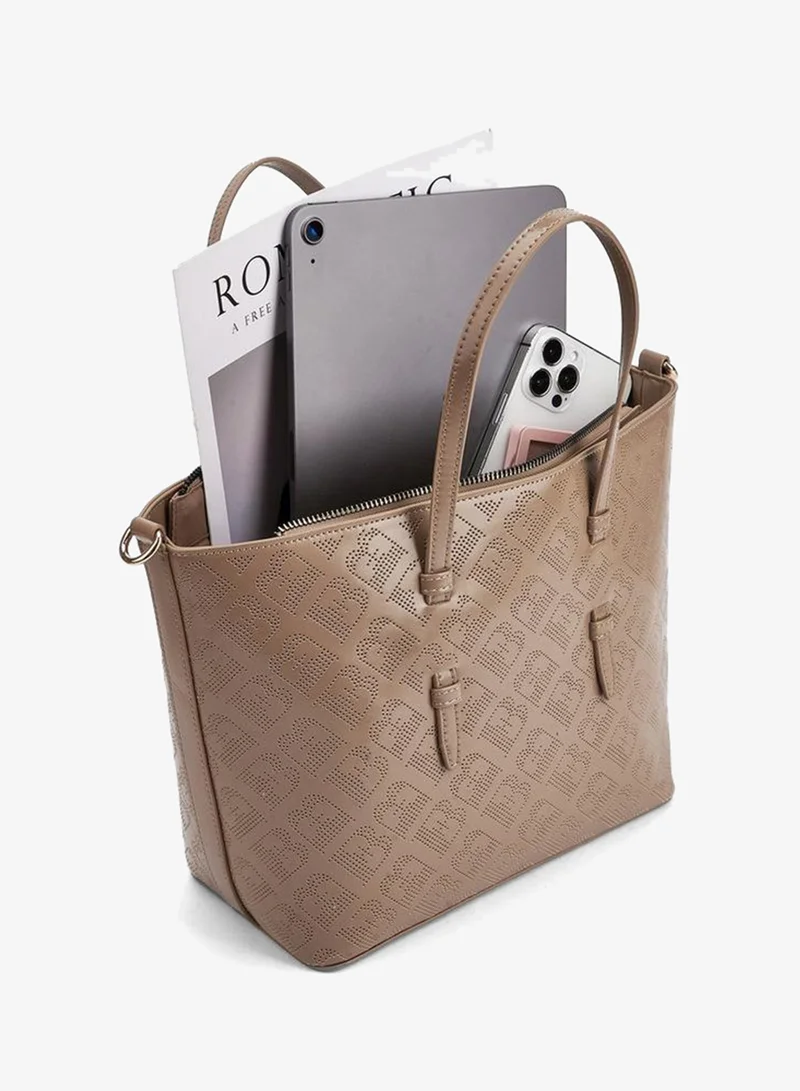 Flora Bella By Shoexpress BROWN Flora Bella Laser Cut Tote Bag with Detachable Shoulder Strap for Women | Best Price UAE