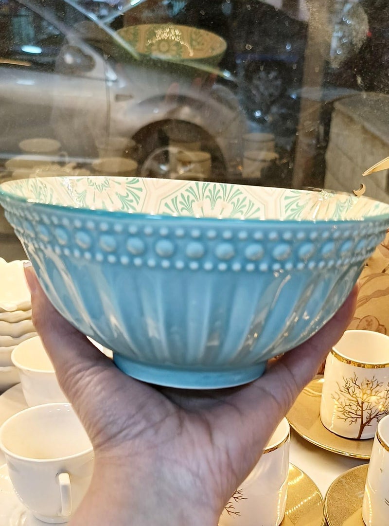 Generic Decorative Serving Bowl with Beaded Pattern, Large .n - Image 1