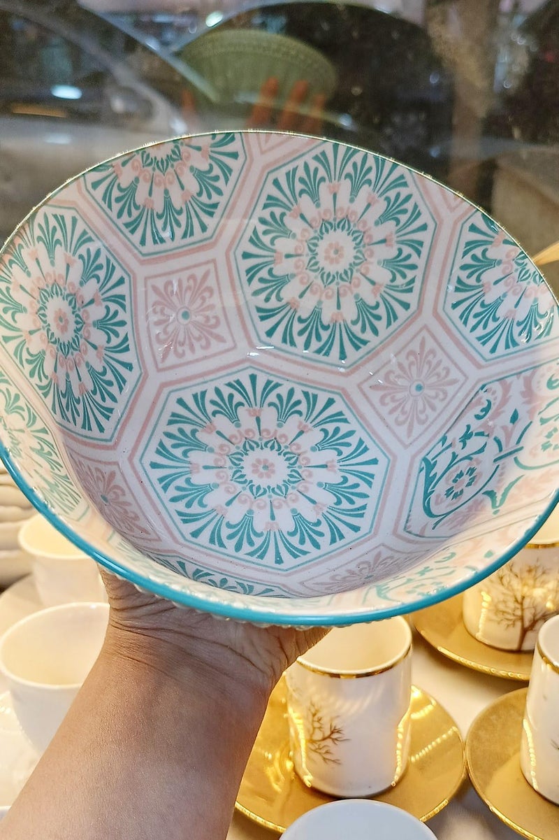 Generic Decorative Serving Bowl with Beaded Pattern, Large .n - Image 2