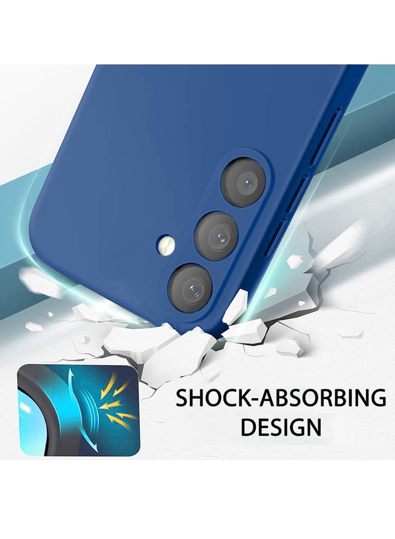 دبليو تيك غطاء حماية من السيليكون السائل الناعم لهاتف سامسونج جالاكسي A55 5G 2024 باللون الأزرق الداكن - Image 3