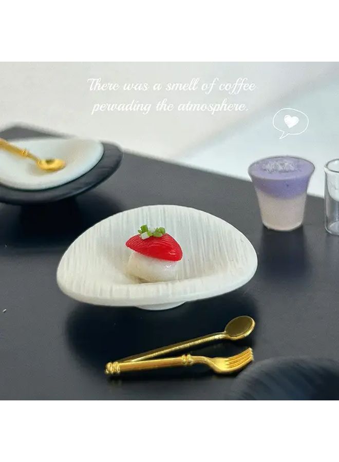 Black Miniature Fruit Plate Irregular Shape Diorama Decor Dollhouse Accessory - Image 3