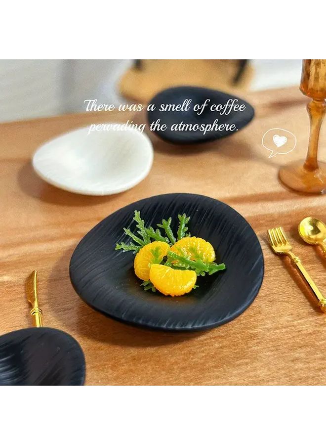 Black Miniature Fruit Plate Irregular Shape Diorama Decor Dollhouse Accessory - Image 4