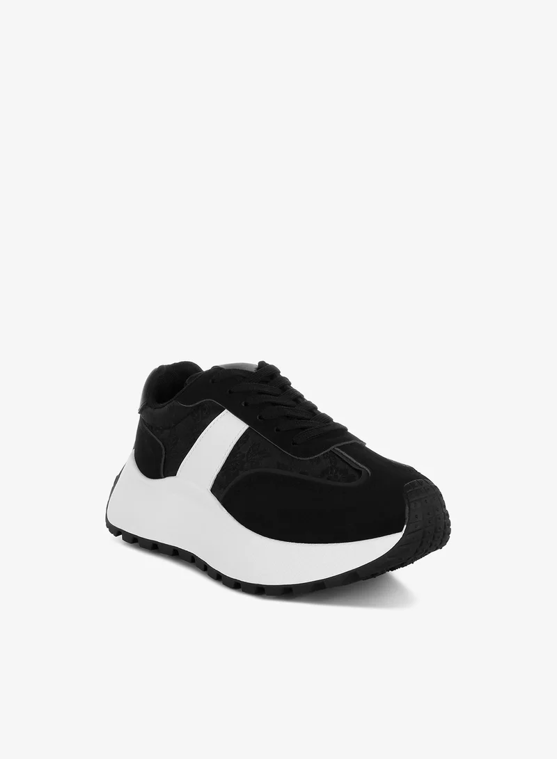 London Rag Chunky Anti-Skid Lace-Up Sneakers in Black