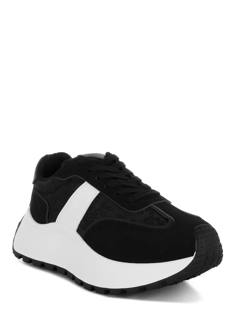 London Rag Chunky Anti-Skid Lace-Up Sneakers in Black