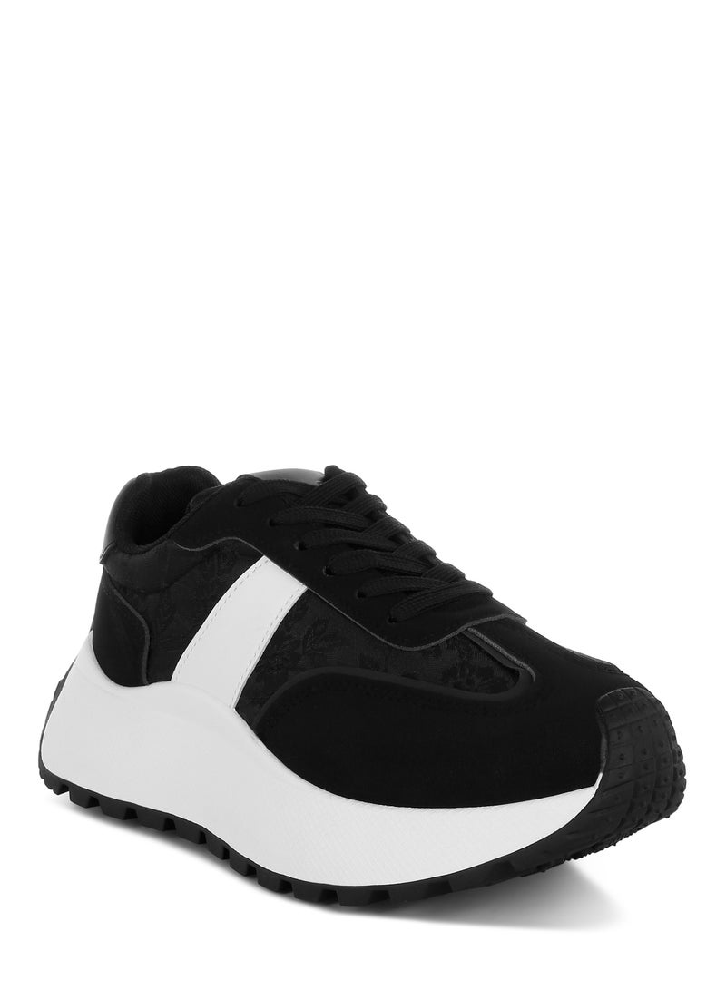 London Rag Chunky Anti-Skid Lace-Up Sneakers in Black  - Image 2