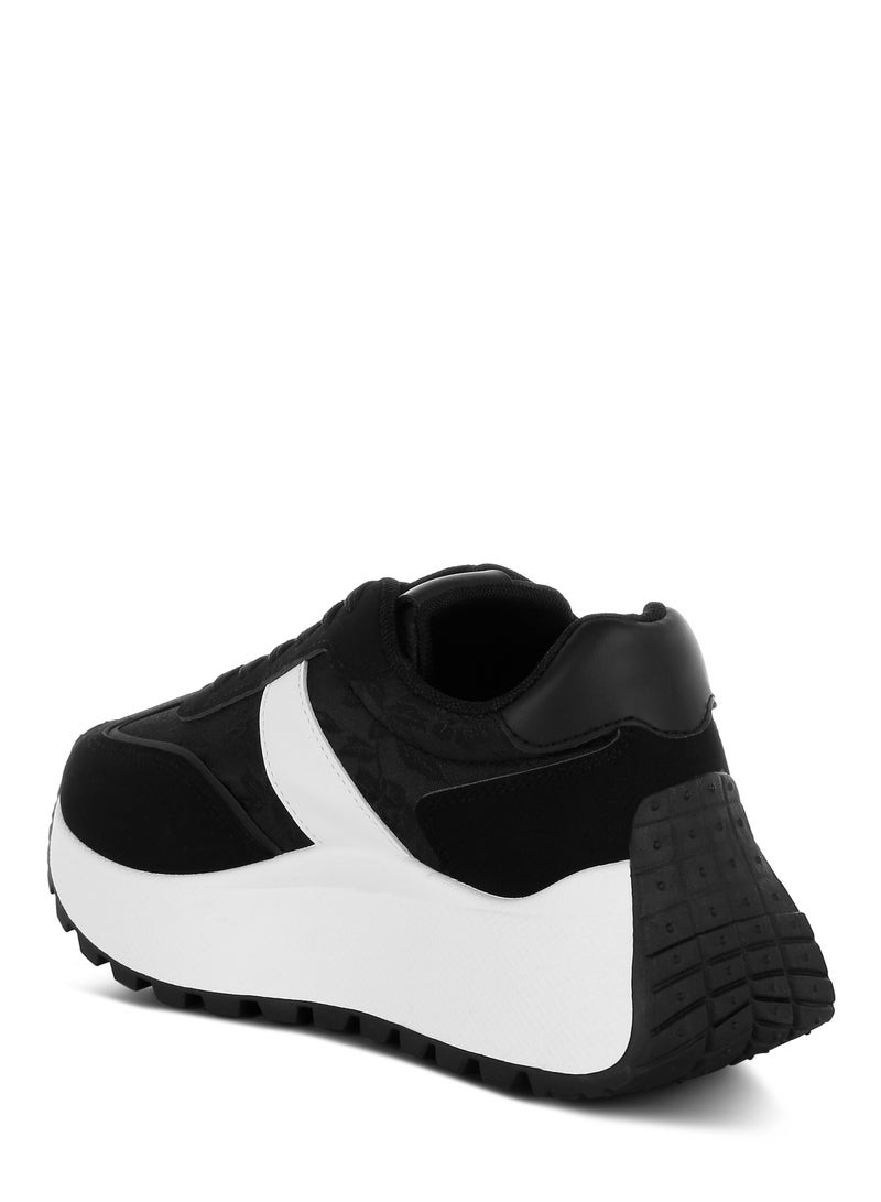 London Rag Chunky Anti-Skid Lace-Up Sneakers in Black  - Image 3