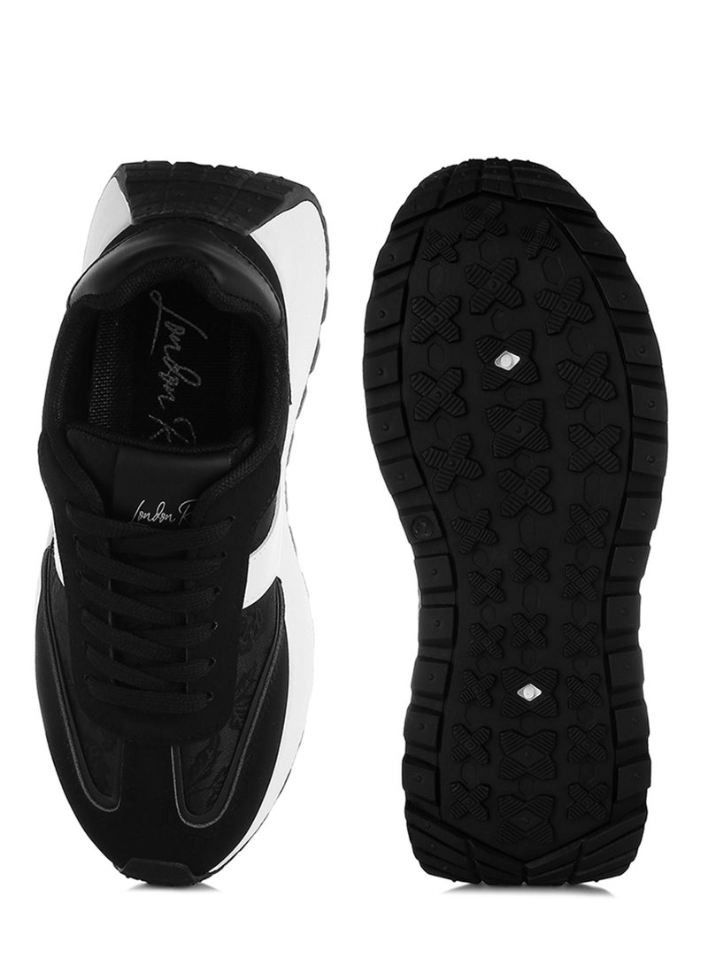 London Rag Chunky Anti-Skid Lace-Up Sneakers in Black  - Image 4
