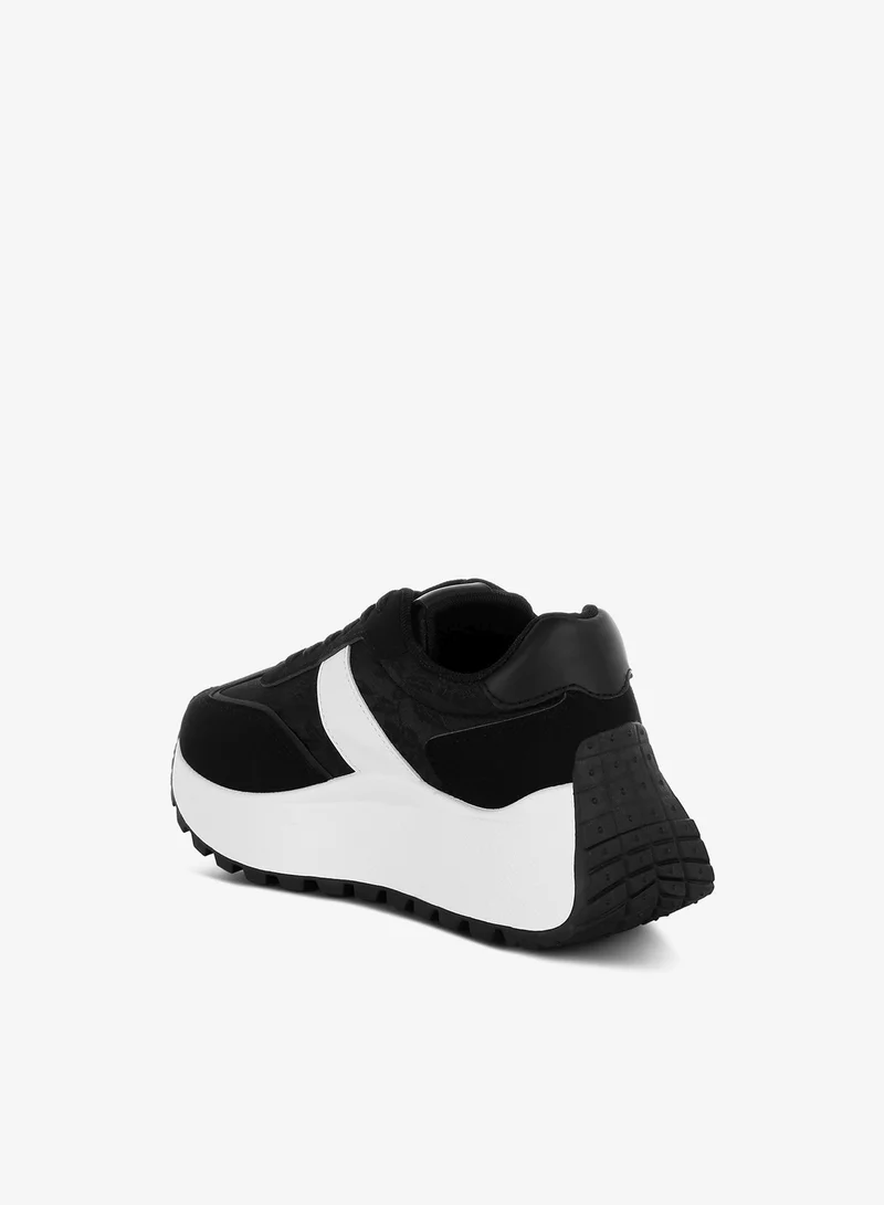London Rag Black Chunky Anti-Skid Lace-Up Sneakers in Black for Women | Best Price UAE